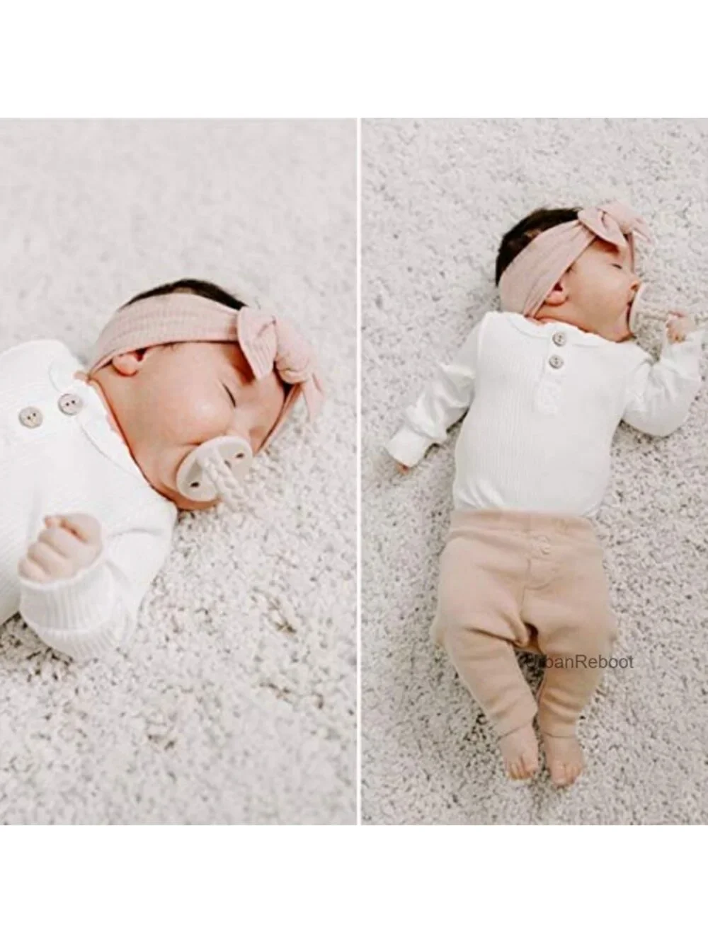 Baby Girls Stretchy Rib Knit Headband Bows Set Adjustable Hair Wraps